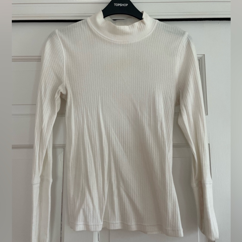 Free People White Ribbed Turtleneck